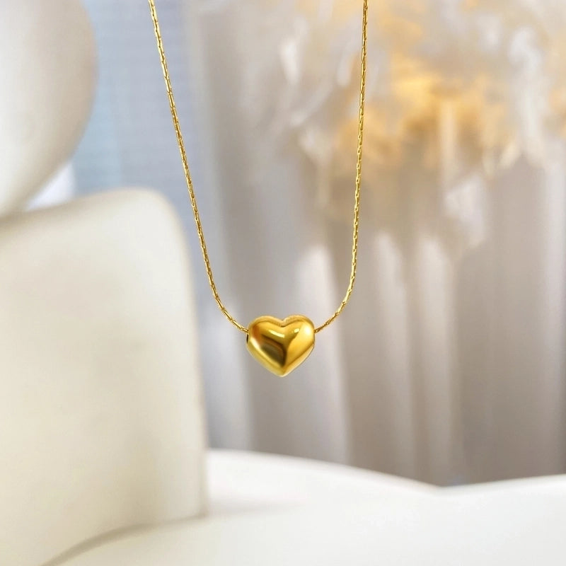 Elegant Classic Style Streetwear Heart Shape Flower Titanium Steel Shell 18K Gold Plated Pendant Necklace