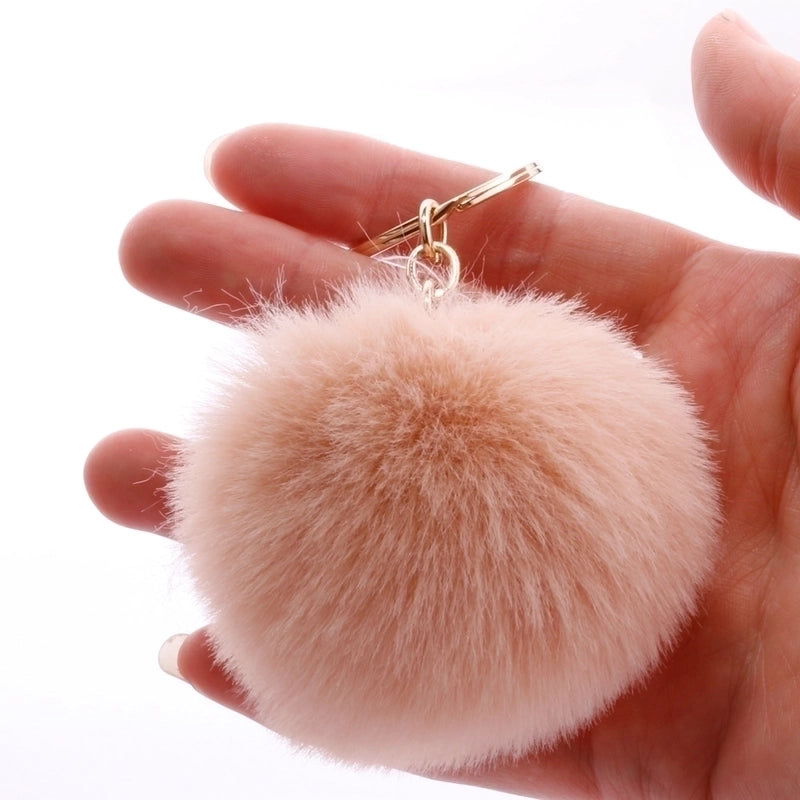 Fashion 7cm Imitation Rex Rabbit Fur Small Ball Keychain