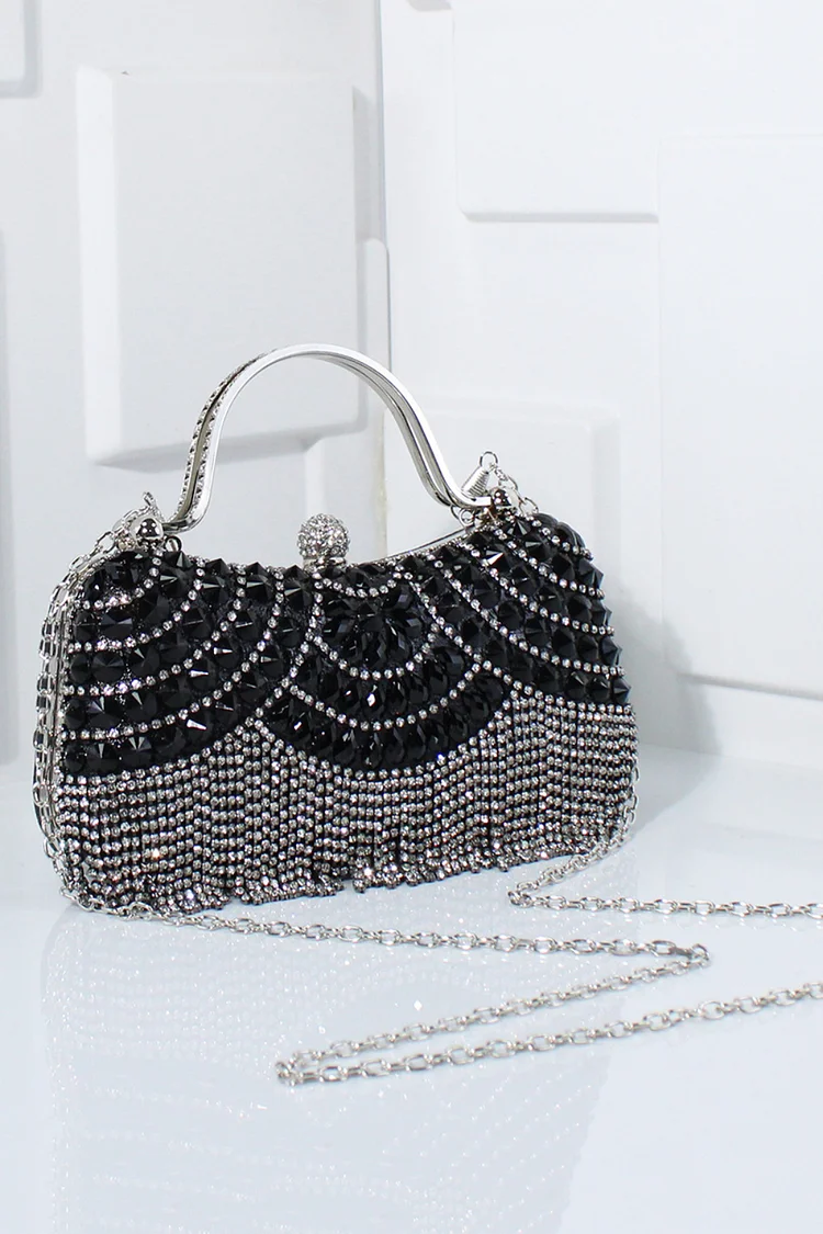 Evening Rhinestone Inlaid Tassel Trim Clutches Bags 2024 - Xpluswear