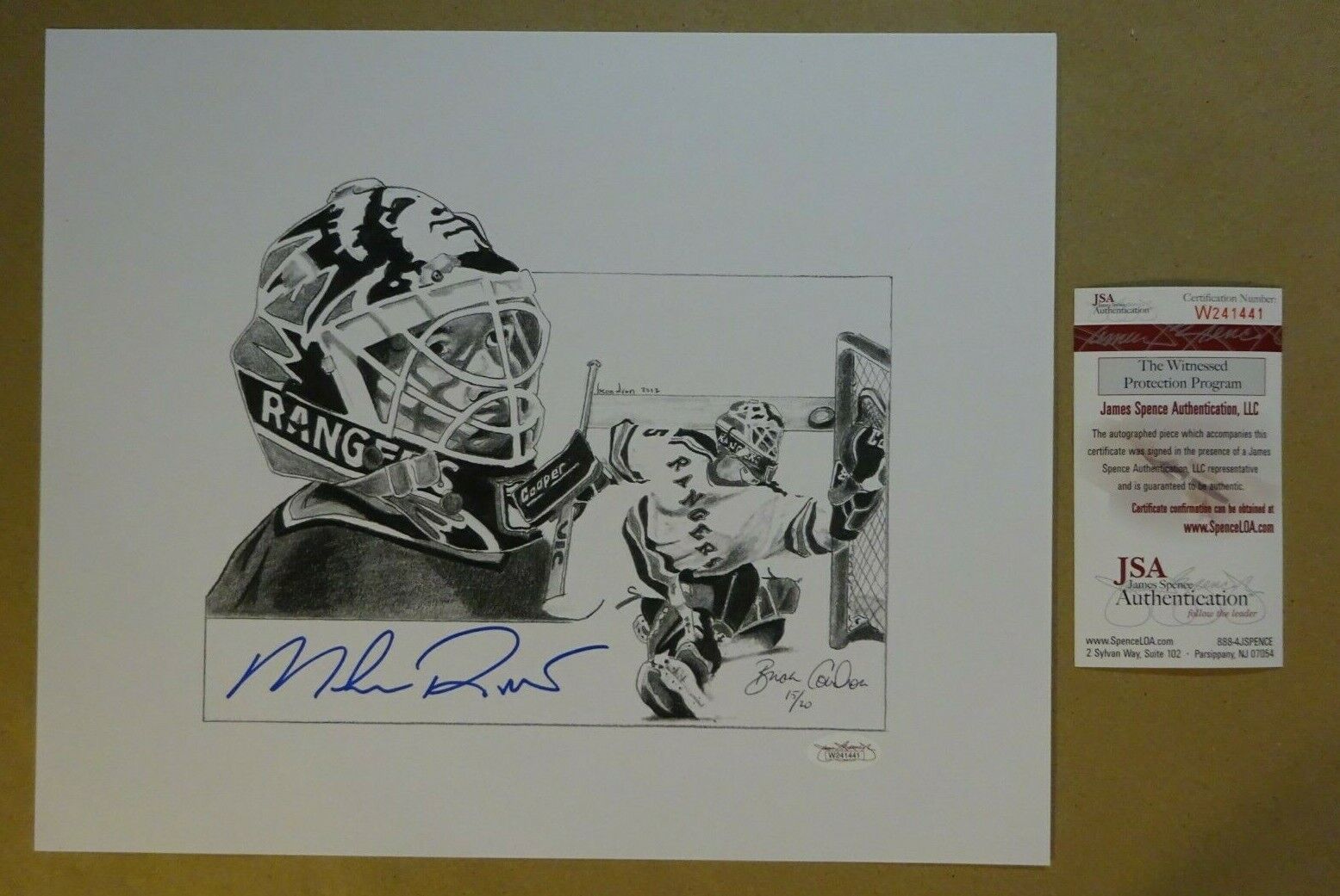 Signed MIKE RICHTER Autographed NY RANGERS 11x13.5