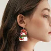 6 Pairs Double Sided Christmas Snowman Diamond Painting Earrings Jewelry