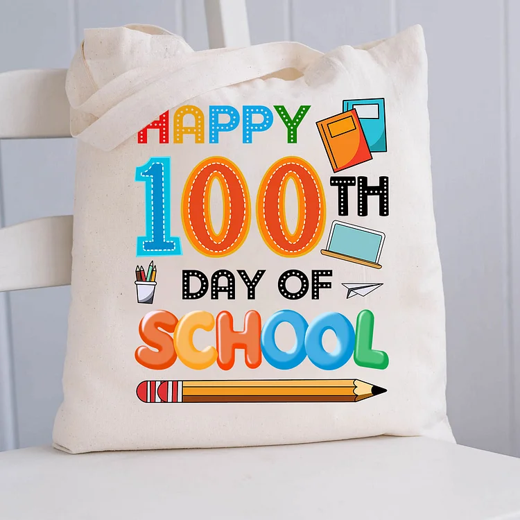 Pupiloves  Happy 100th Day Of School Tote Bag