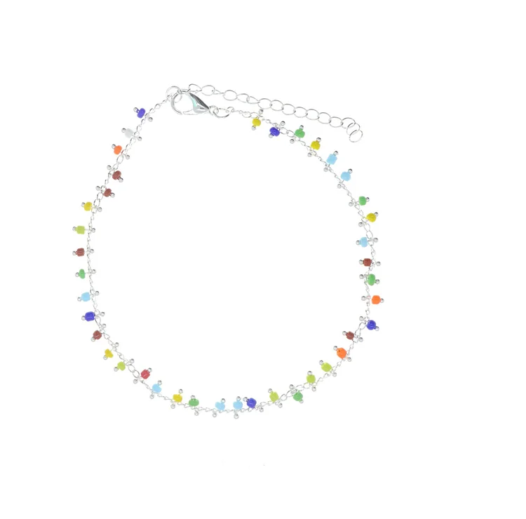 Ankle Bracelet for Women Girls Adjustable Color Bead Foot Chain