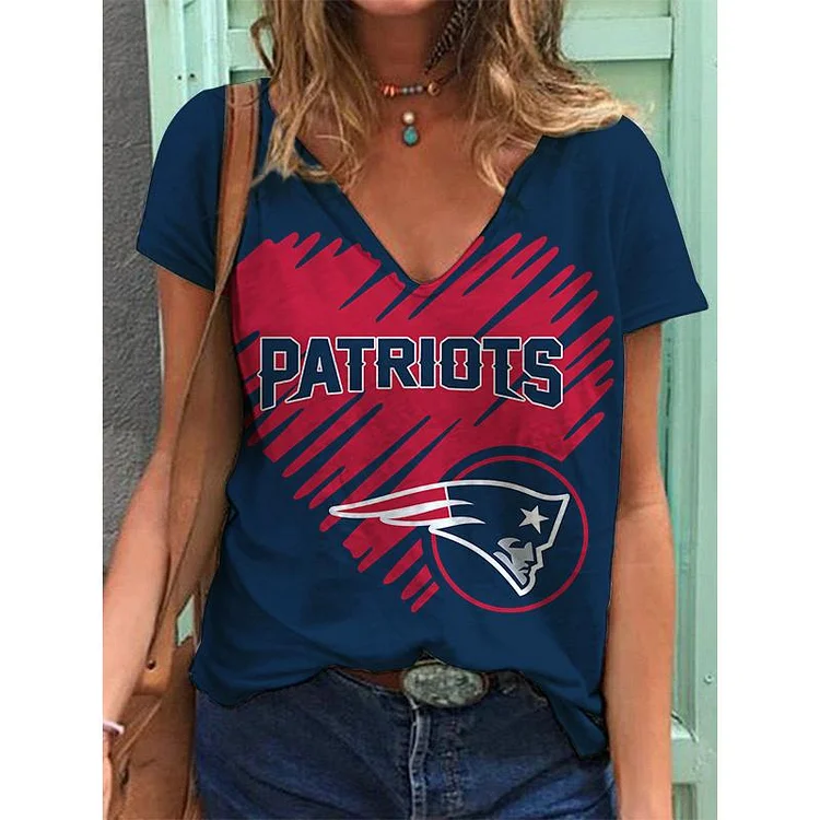 New England Patriots Lightweight Short Sleeve V-Neck T-Shirt