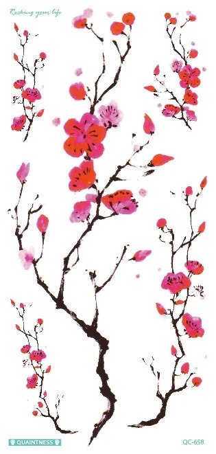 Free shipping colorful flower tree tattoo design temporary tribal sexy body tattoo sticker shoulder arm leg waterproof tattoo.