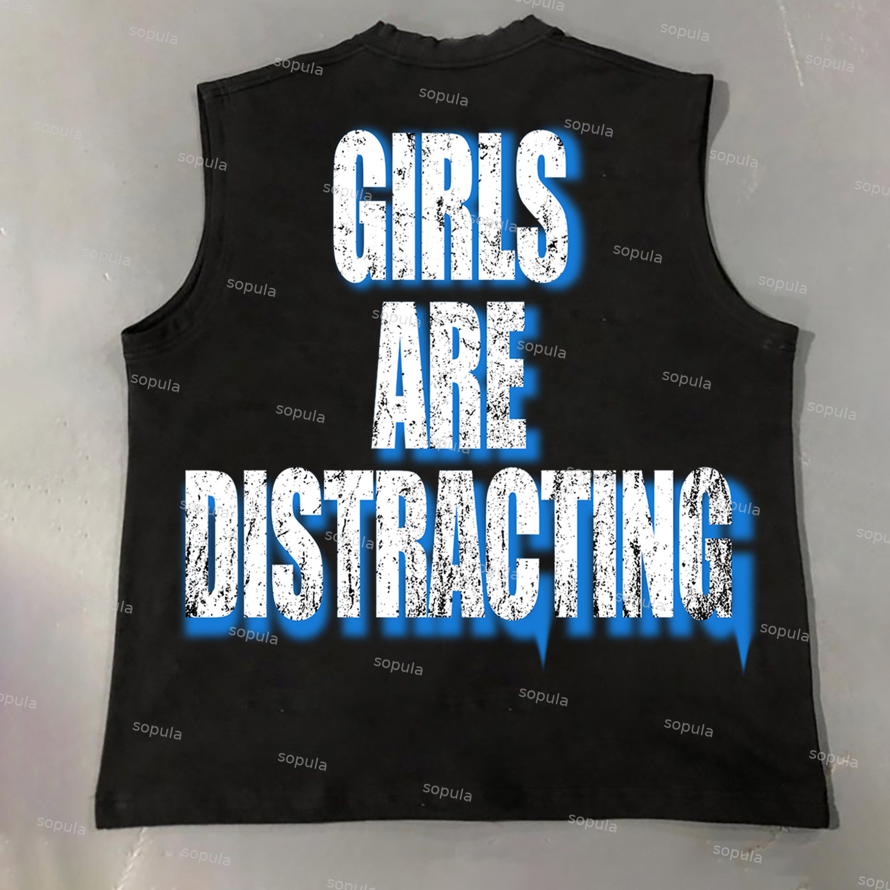 Girls Will Distract Attention Print Cotton Retro Tank Top - SOPULA