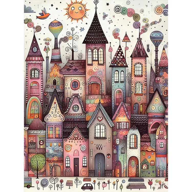 Fantasy Abstract Colorful Building 30*40CM (Canvas) Full Round Drill Diamond Painting gbfke
