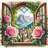 【Limited Stock Sale】Windows And Flowers-11CT Stamped Cross Stitch 50*50cm/19.69*19.69in