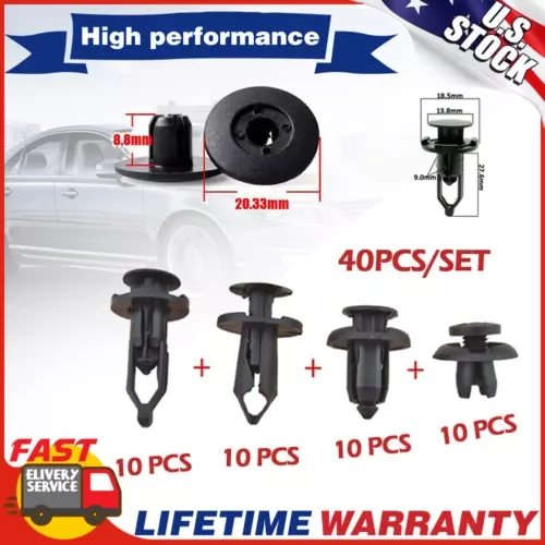 Dronehint 40 Car Push Retainer Pin Body Bumper Rivet Trim Moulding Clip Parts Sets Plastic (For: GMC) Parts