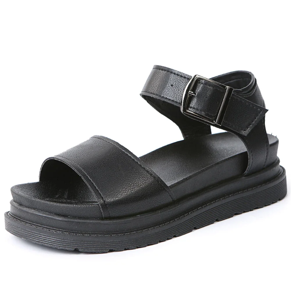 Qengg New Arrival Brand Open Toe Platform Punk Chunky Heel Buckle women's Sandals Black Leisure Casual Summer Shoes Woman