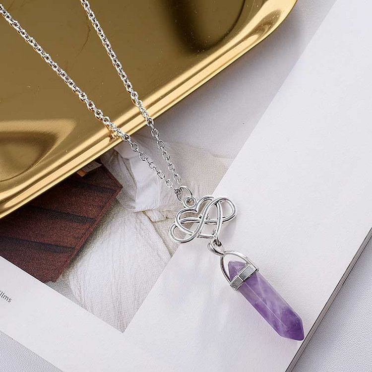 Natural Crystal Stone Necklace|amethyst