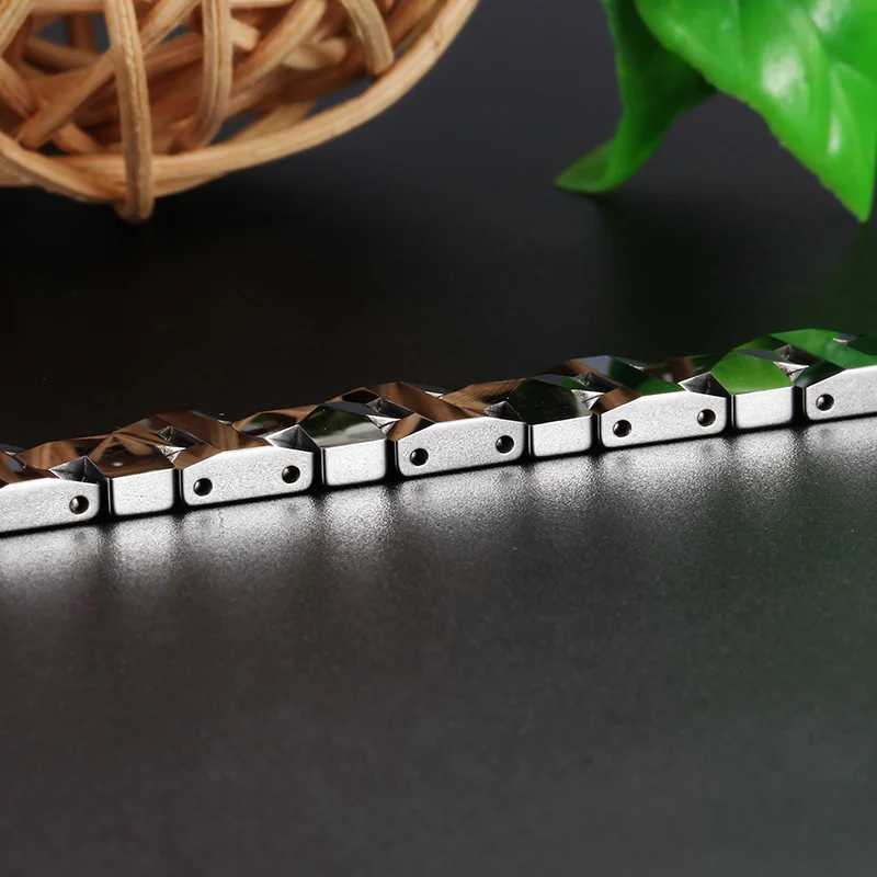 Women's Or Men's Real 215mm Tungsten Carbide Hologram Energy Bracelets Unisex Fashion Link Chain Bangles Gift For Mens And Womens