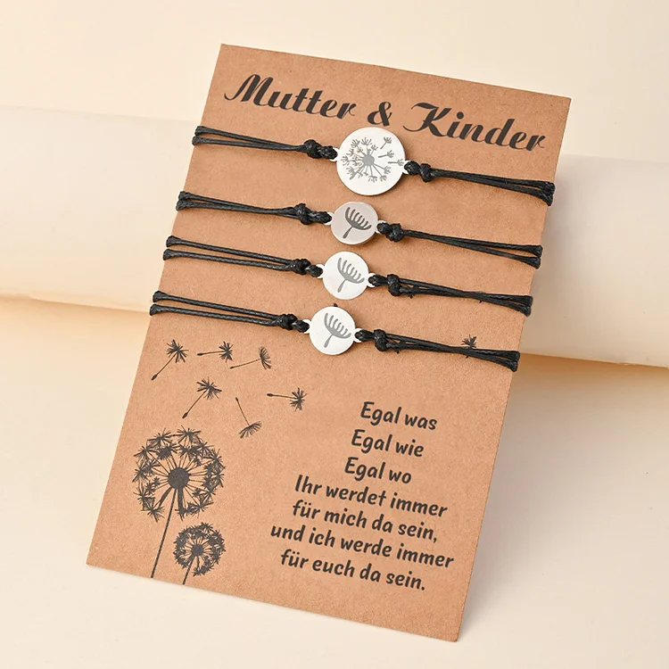 Kettenmachen Löwenzahn Armbänder Set-Mutter & Kinder-Schulanfang Geschenk mit Nachrichtenkarte