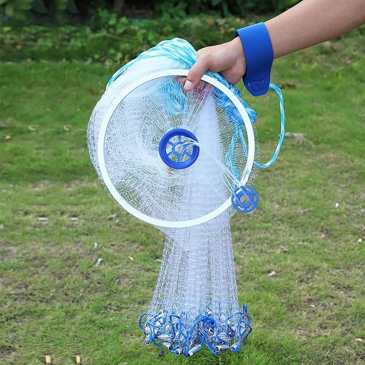Large Fishing Cast Net, Easy-to-Throw Hand Cast, Durable Nylon Mesh Bait Trap