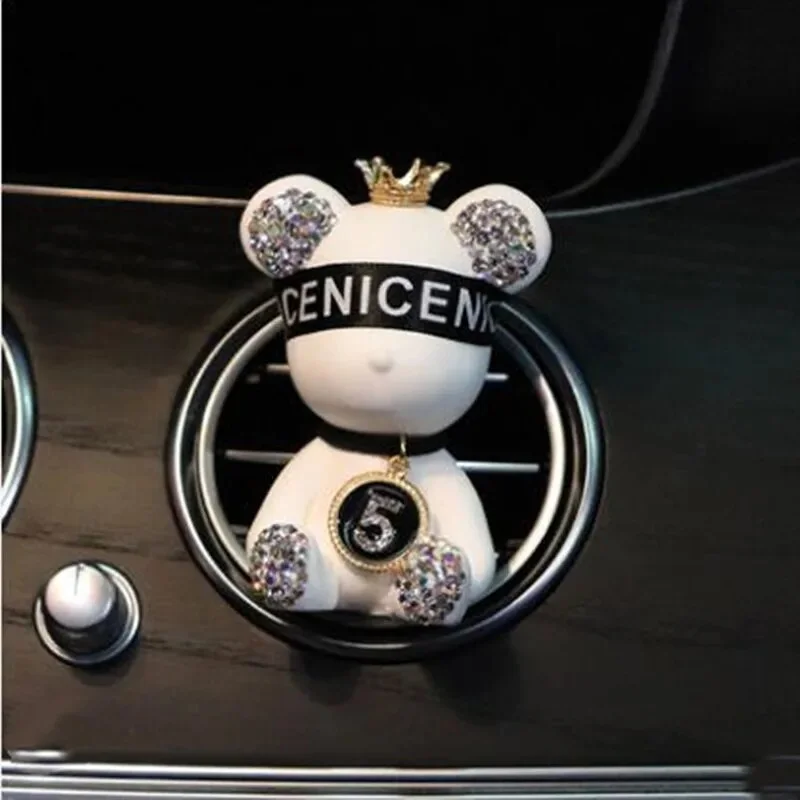 Creative crown diamond cute bear car violence bear fragrance perfume clip air outlet aroma car decoration air fresher