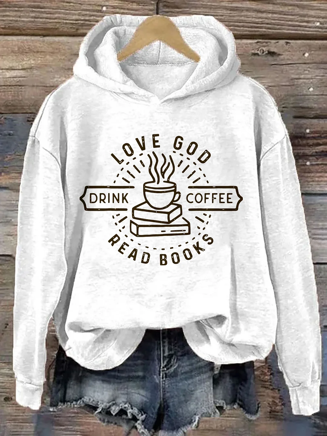 Love God Drink Coffee Read Books Hoodie