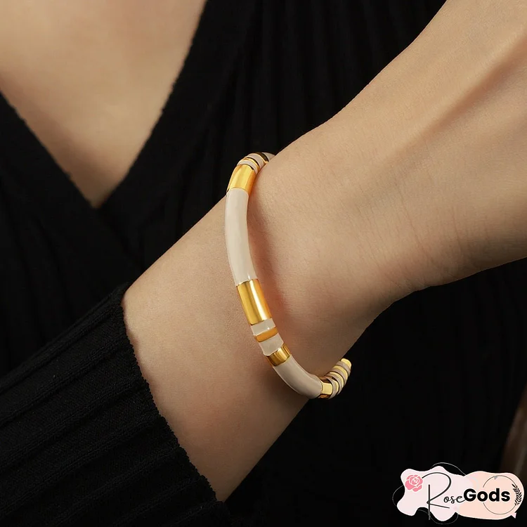 Enamel Titanium Steel Cuff Bracelet