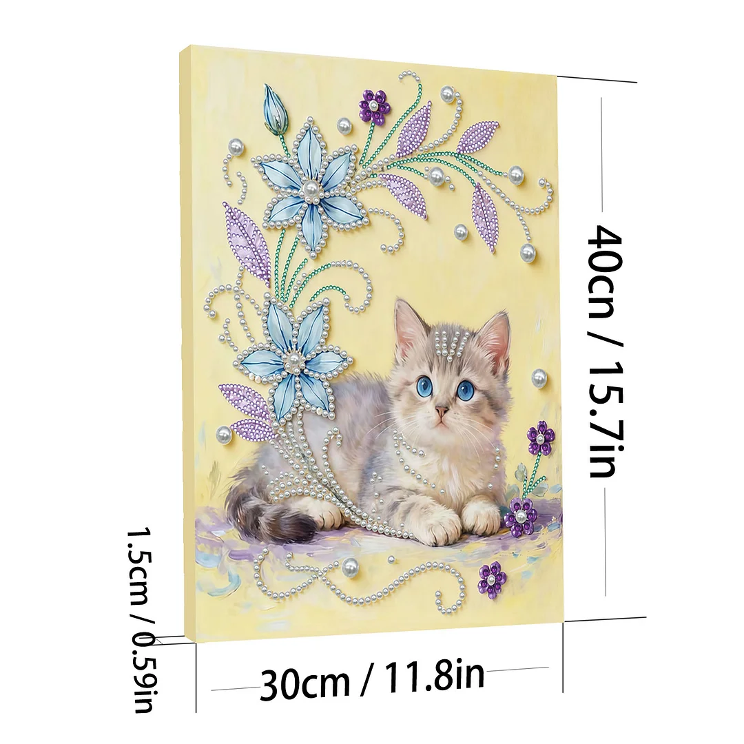 Kitten - DIY Pearl Diamond Art Kit With Frame 30*40cm