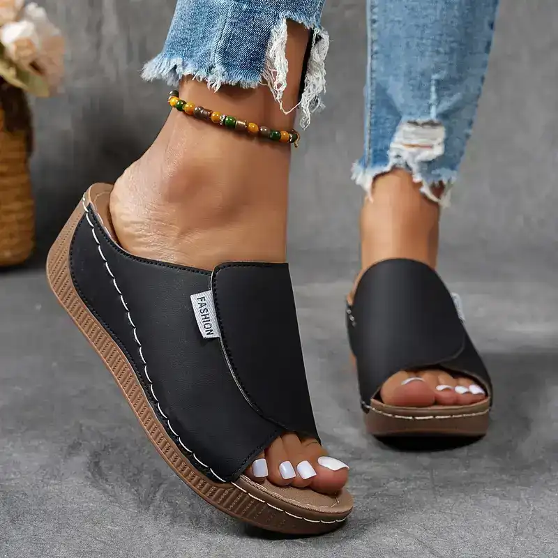 🔥HOT SALE -50% OFF🔥 Comfortable Arch Support Slides - Women's Solid Color Sandals - Breathable