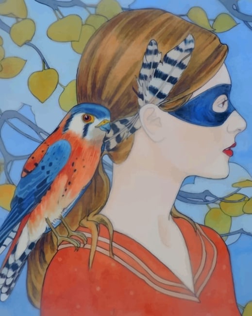 

Masked Woman And Blue Bird – Paint By Numbers - 40*50CM, 501 Original