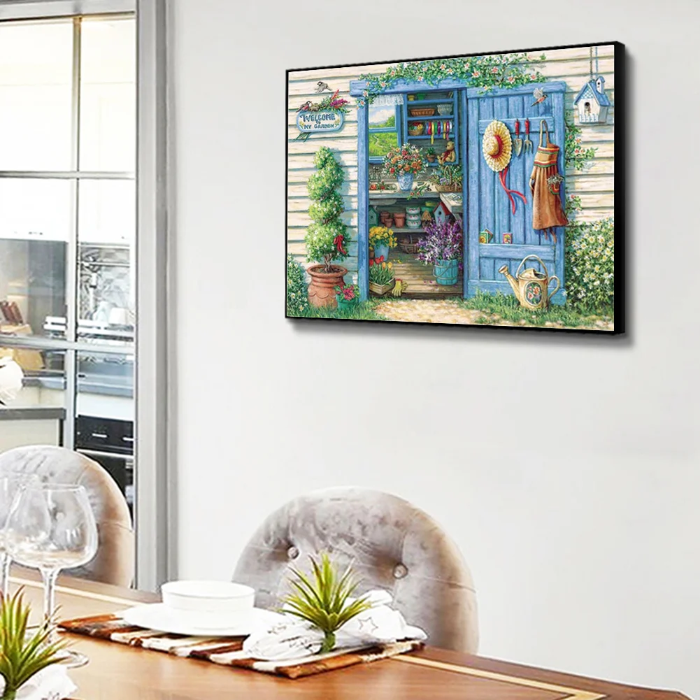 14CT Full Stamped Cross Stitch - Flower House(Canvas|40*50CM)