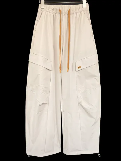 Women's Off White Drawstring Outdoor Cargo Pants