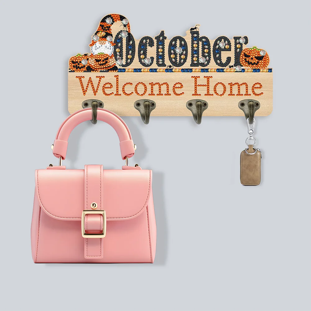DIY Wooden Calendar October DIY Diamond Art Craft Wall Hooks for Beginners Adults