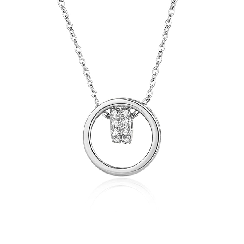 925 Sterling Silver Zircon Cable Chain Plating Inlay Geometric Pendant Necklace