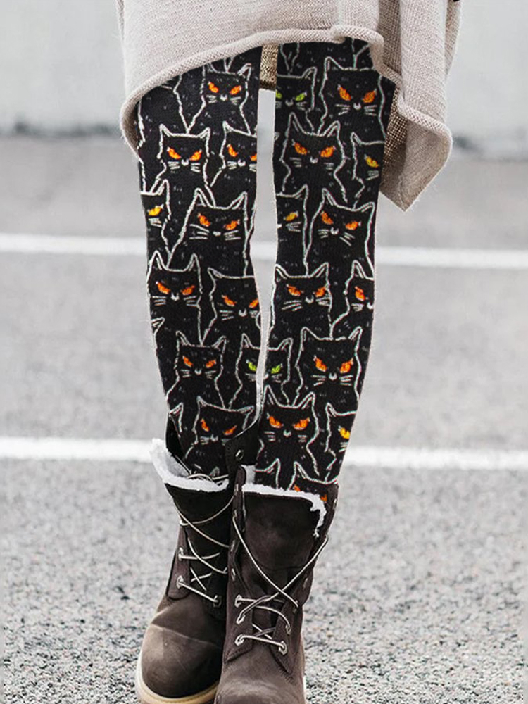 Halloween Black Cats Comfy Leggings wearshes