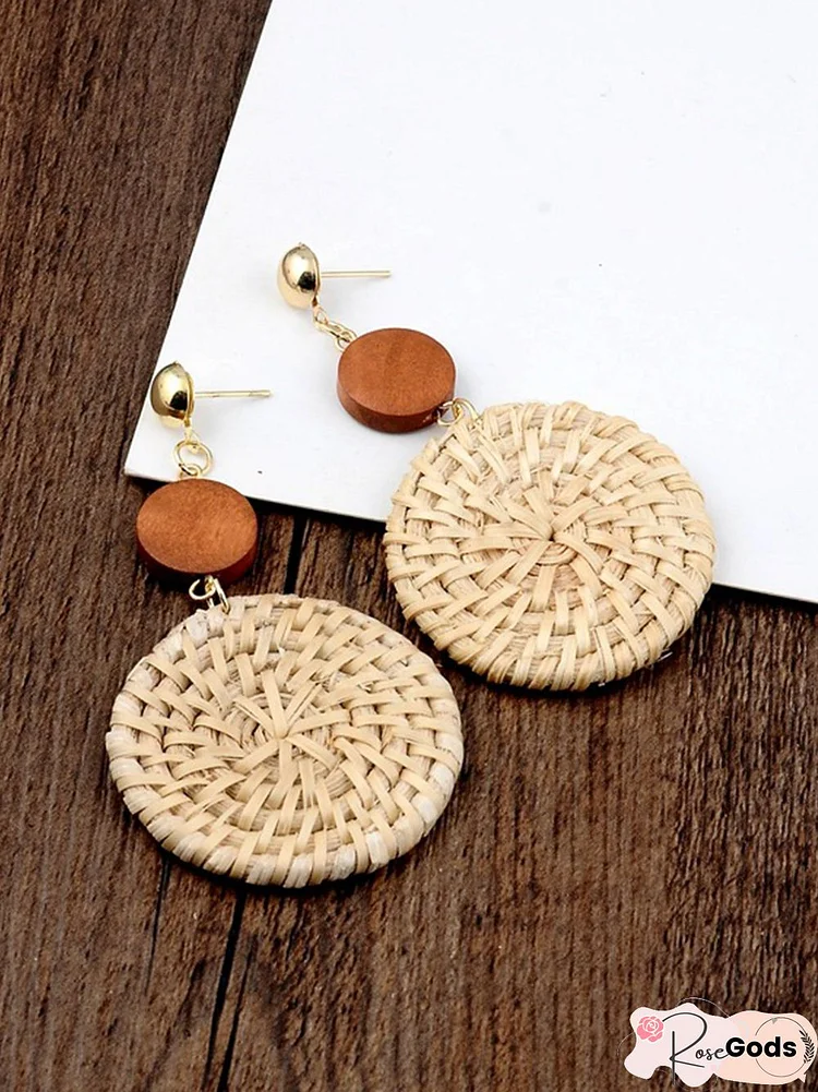 Natural Straw Handmade Earrings