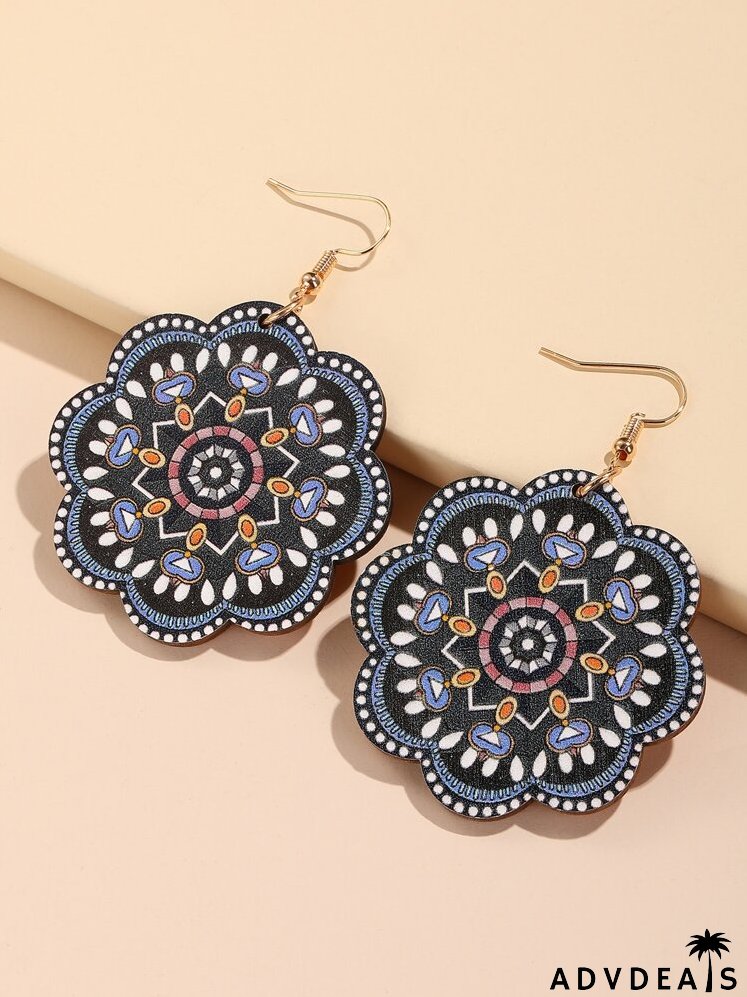 Graphic Wooden Drop Earrings