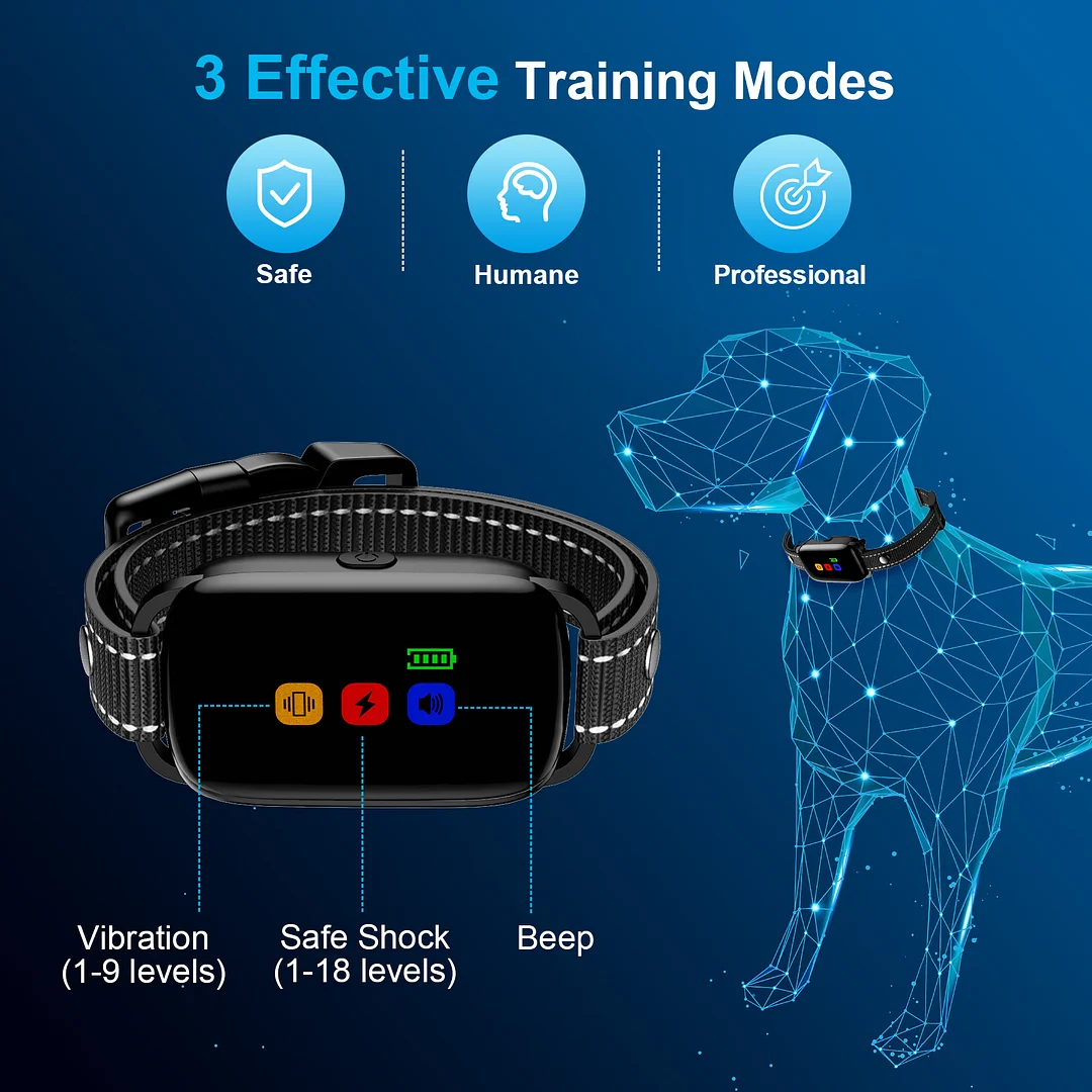 BEBANG Dog Training Collar, 2 Dog Shock Collar with 3 Training Modes, Rechargeable Waterproof Electric Dog Collar for Small to large Dogs, Security Lock