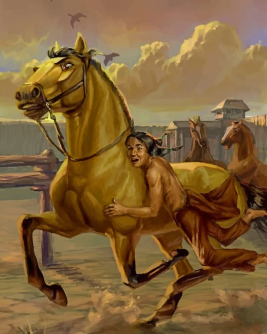 

Running Horse With A Native American – Paint By Numbers - 40*50CM, 501 Original