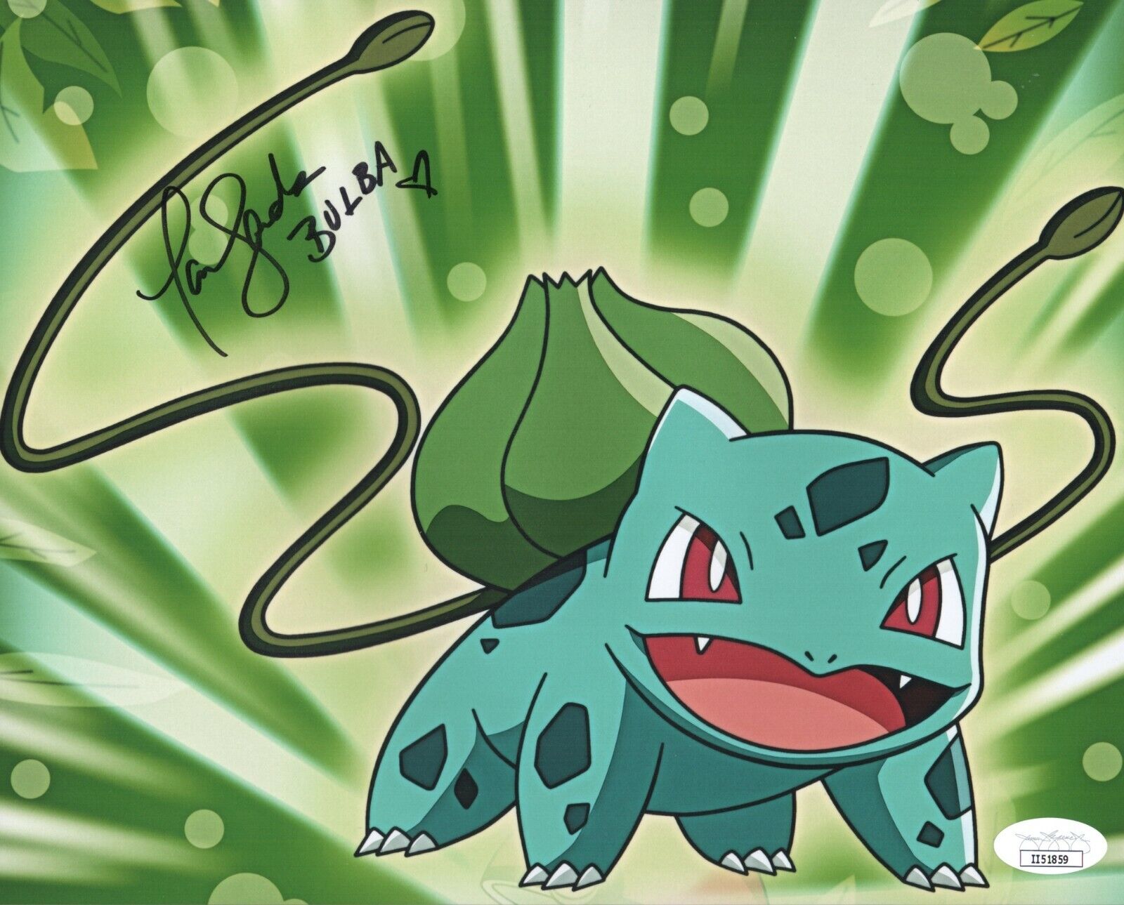 TARA SANDS Signed POKEMON Bulbasaur 8x10 Photo Poster painting In Person Autograph JSA COA Cert