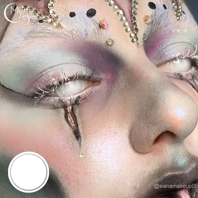 Mini Sclera White Out Cosplay Contact Lenses Blind