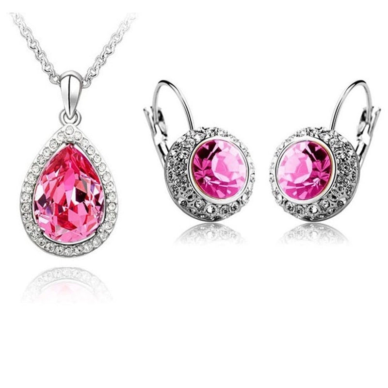 Alloy Diamond Heart Artificial Gemstones Crystal Jewelry Sets