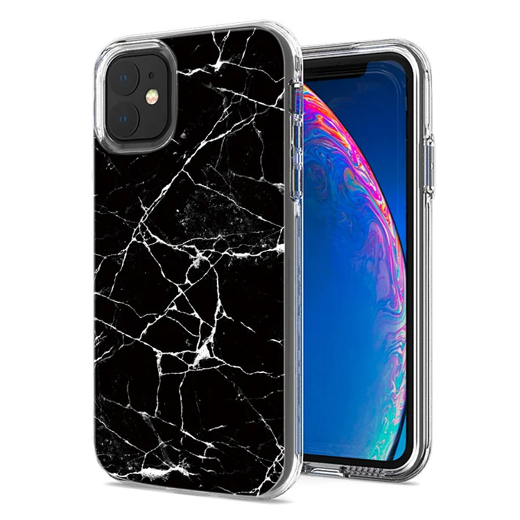 2023 Luxury Electroplated Marble Painted Transparent Protective Case For iPhone