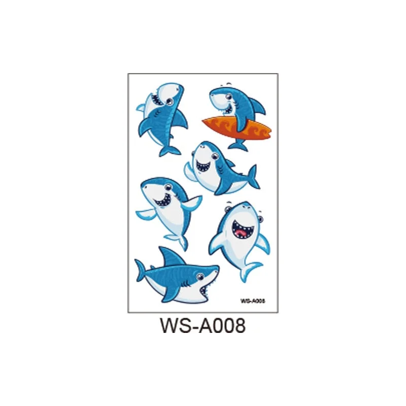 New children's shark tattoo stickers cute animal party cartoon reward children's arm temporary tattoo stickers