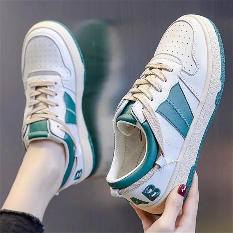 Meotina Genuine Leather Women Shoes Flats Platform Shoes Round Toe Lace Up Causal Shoes Female  Winter Autumn Green Blue 44