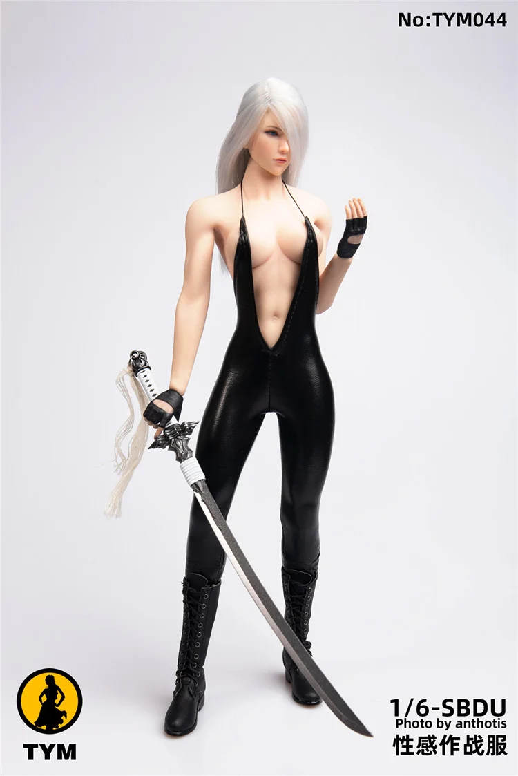 【In Stock】TYM044 1/6 Female soldier doll camisole sexy One piece leather coat Combat tights Suitable for pH morph