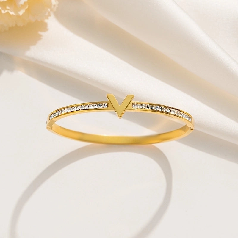 Elegant Glam Luxurious Letter 304 Stainless Steel 18K Gold Plated Bangle In Bulk