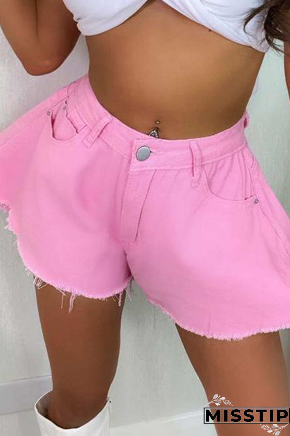 Pink Casual Solid Patchwork Loose High Waist Speaker Solid Color Bottoms