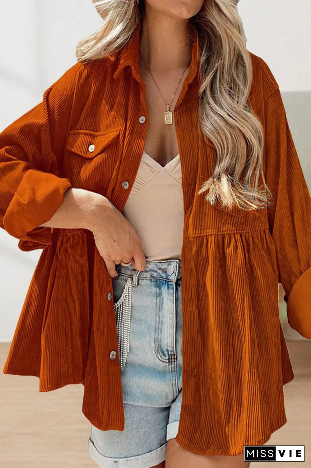 Casual Solid Solid Color Turndown Collar Tops