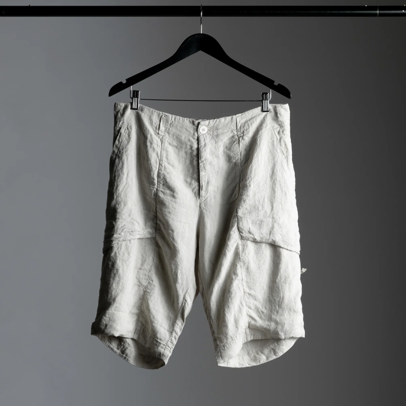 Men's Classic Off-White Linen Bermuda Shorts