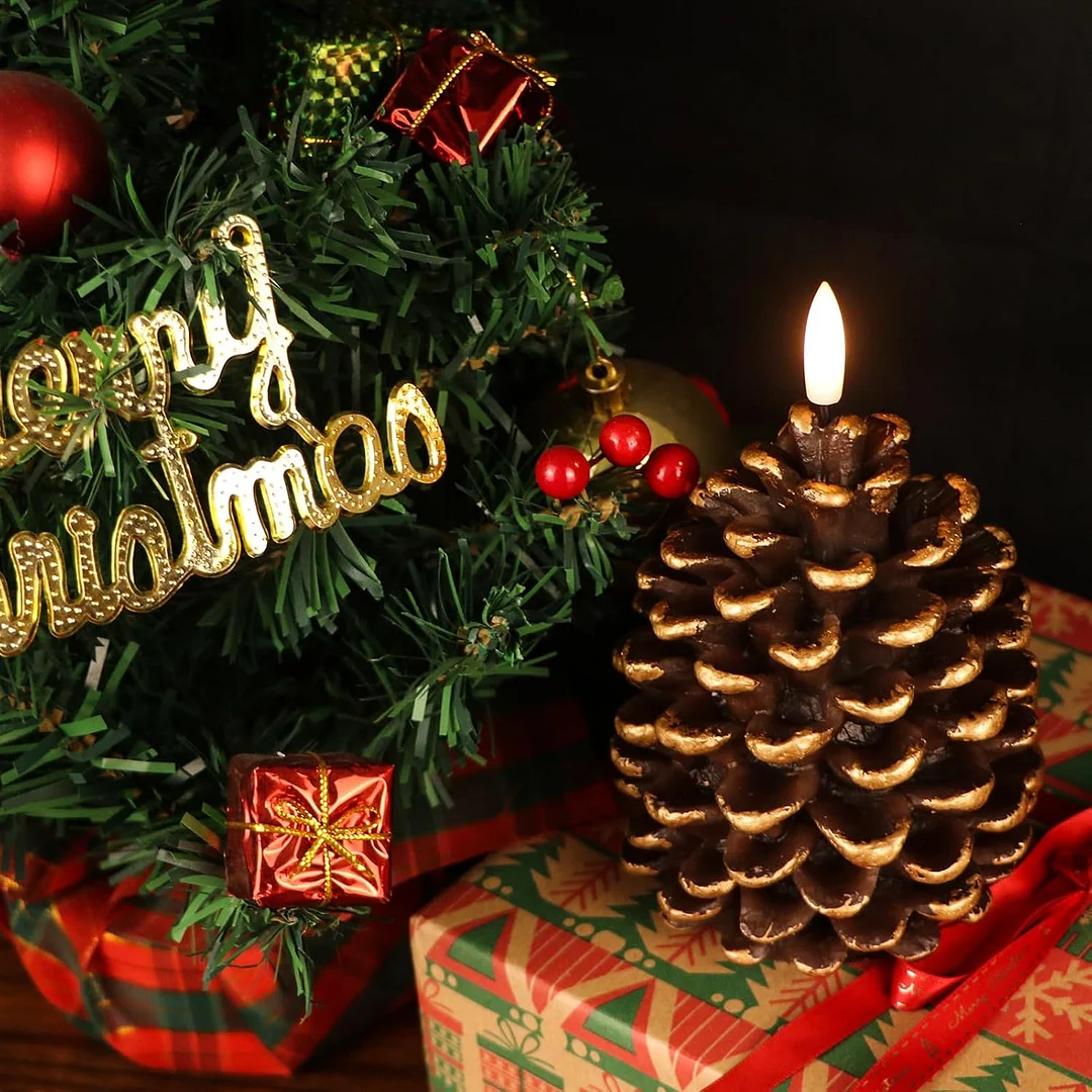 🎅HOT SALE 49% Off🔥Flameless Pinecone Candles Battery Operated with 6 Hour Timer