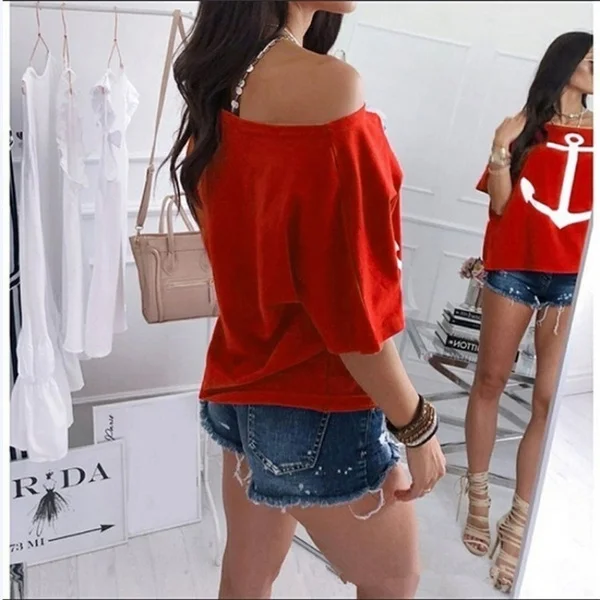 Off Shoulder Half Sleeve Casual T-Shirt