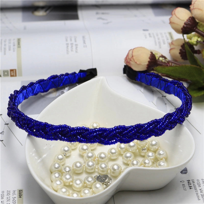 Women’s Fashion Solid Color Plastic Beaded Hair Band