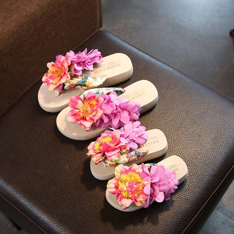 5cm High Heel Women's Flip-flops In The Sandals Beach Vacation Tide Shoes Sandals Summer Non-slip Flowers Slippers Beach Shoes