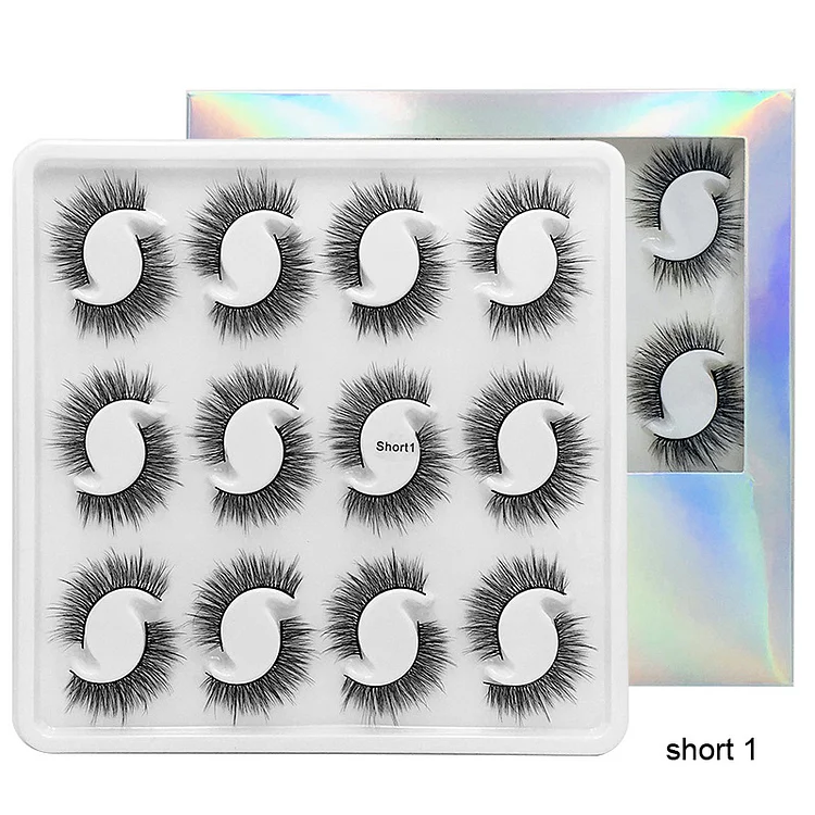 12 Pairs False Eyelashes 3d Thick Short Eyelashes