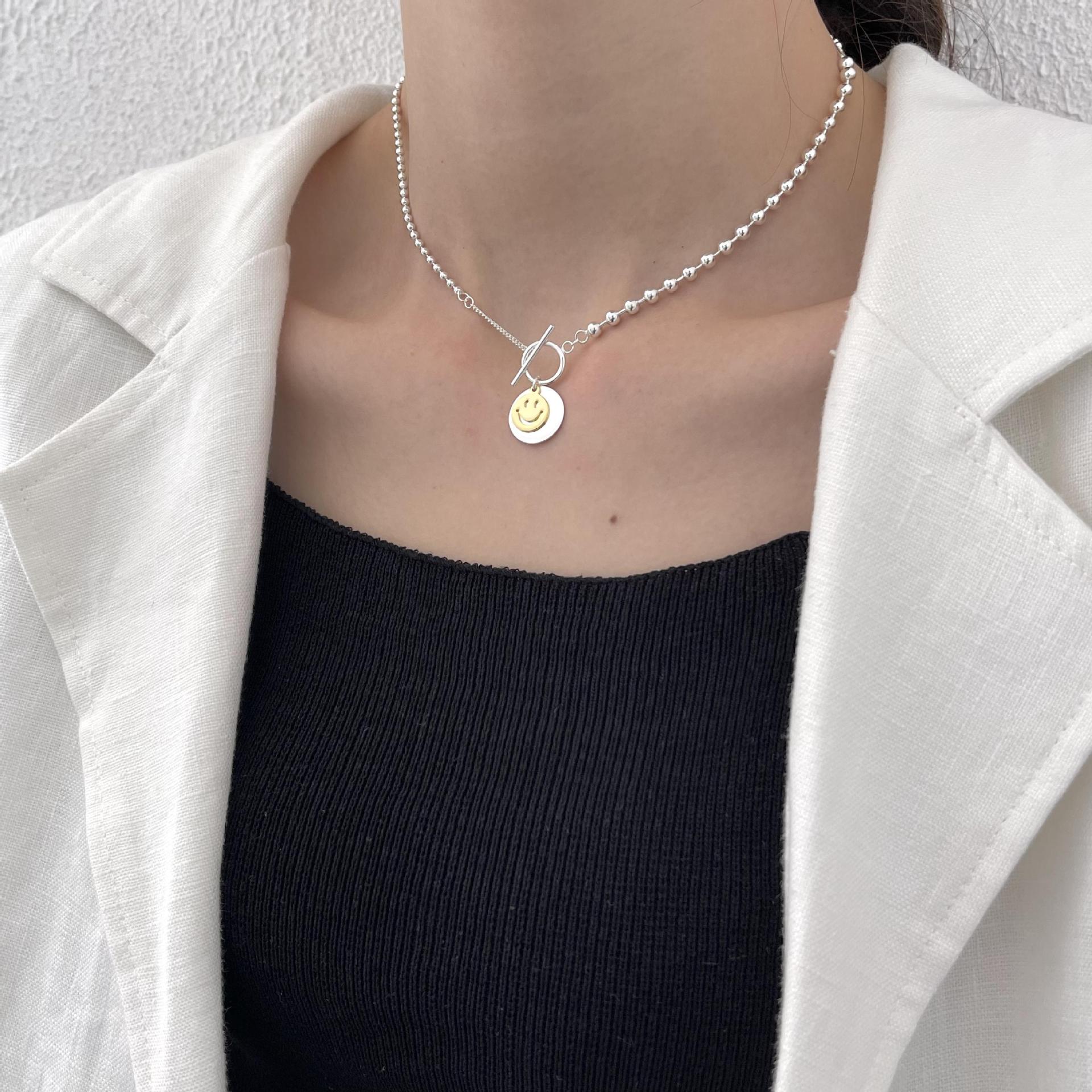 925 Sterling Silver IG Style Smile Silver Necklaces